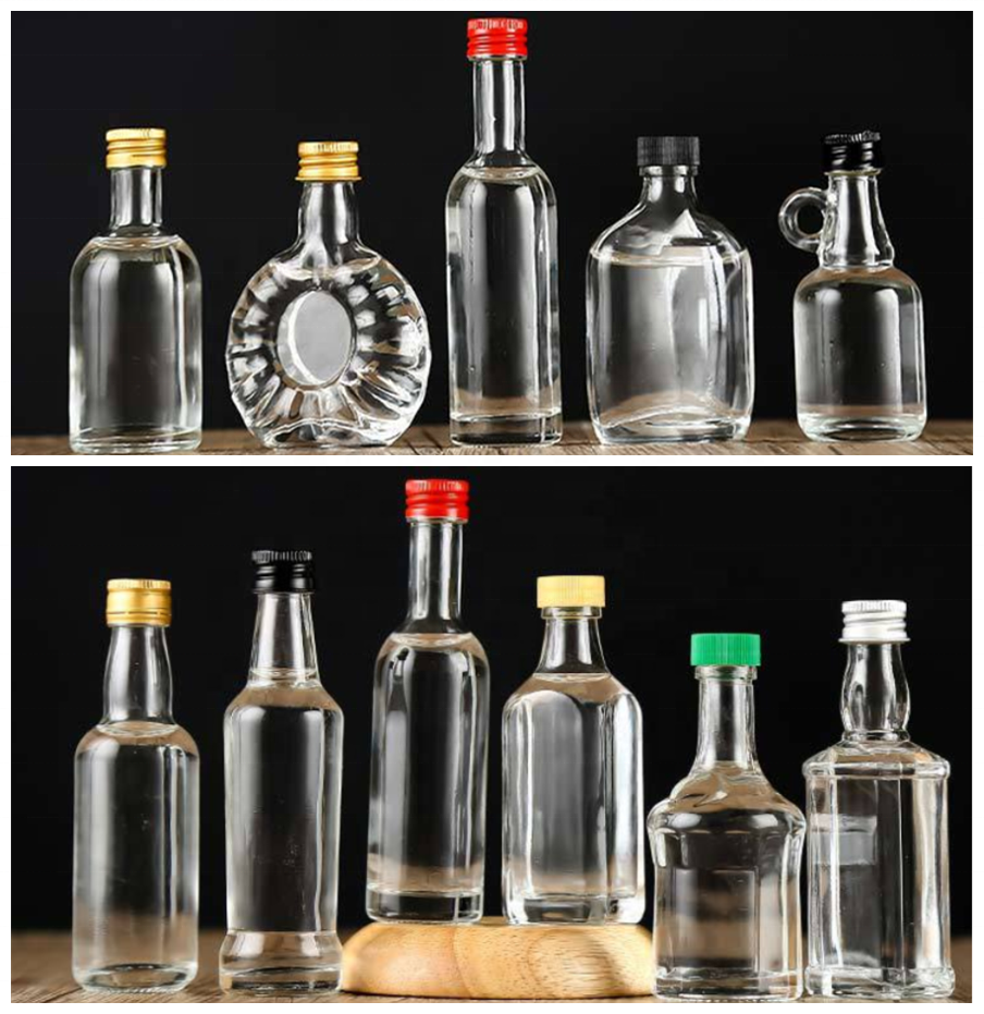 30ml 40ml 50ml 100ml Mini Small Sample Alcohol Juice Drinks Glass Wine Liquor Bottle with Screw Cap