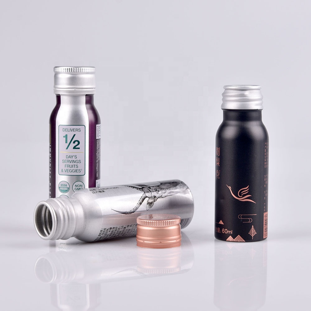 30ml 40ml 50ml 60ml 80ml 90ml 100ml empty aluminum bottles wholesale aluminum bottle drinks for energy shot with screw caps