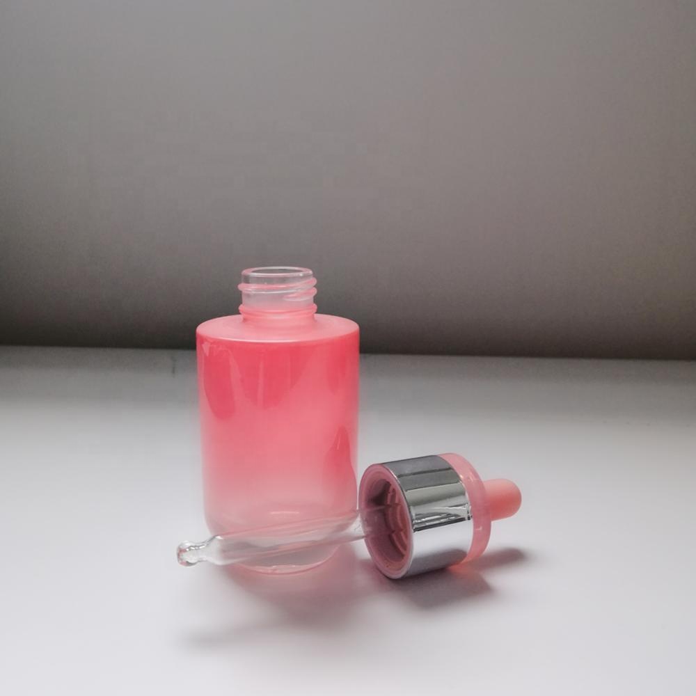 30ml 40ml 50ml 60ml Factory Supply luxury pink cosmetic packaging container essential oil/essence glass dropper bottle
