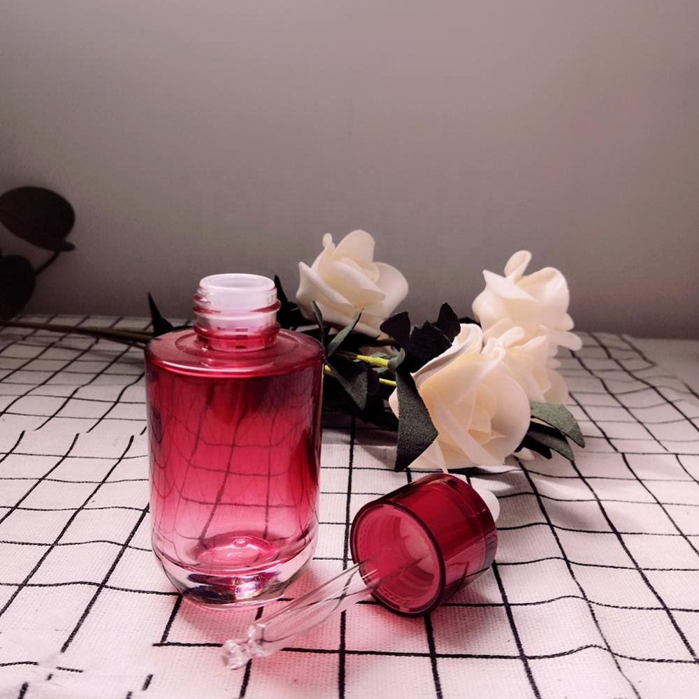 30ml 40ml 50ml 60ml Factory Supply luxury pink cosmetic packaging container essential oil/essence glass dropper bottle