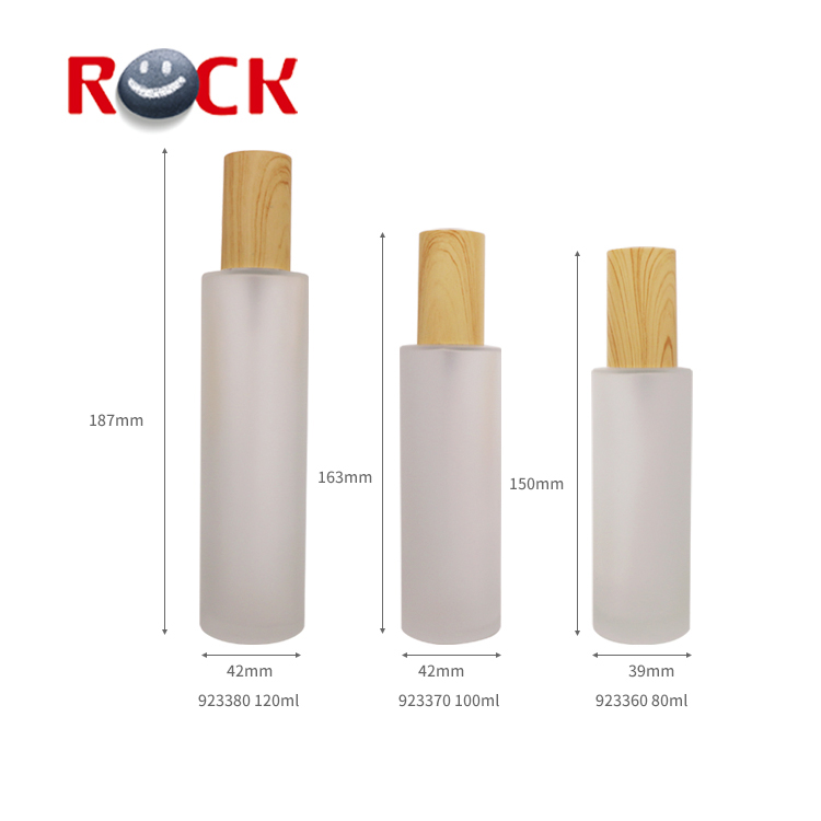 30ml 40ml 50ml 80ml 100ml 120ml Cosmetic glass frosted lotion cream bottle set with wooden cover