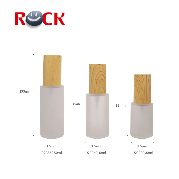 30ml 40ml 50ml 80ml 100ml 120ml Cosmetic glass frosted lotion cream bottle set with wooden cover
