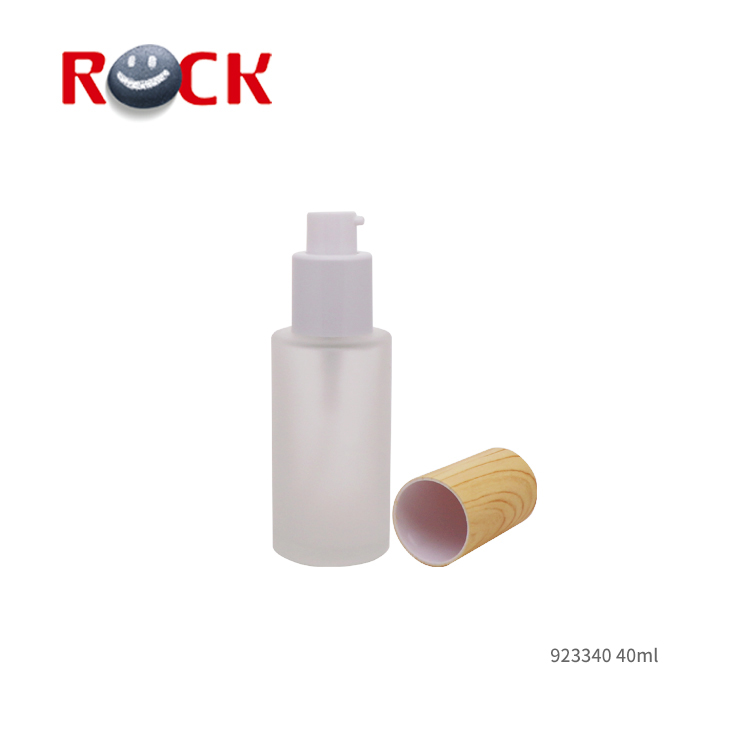30ml 40ml 50ml 80ml 100ml 120ml Cosmetic glass frosted lotion cream bottle set with wooden cover