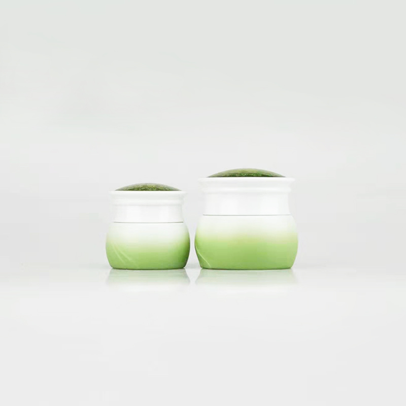 30ml 40ml 50ml Empty Green White Gradient Cosmetic lotion Glass Pump Bottle Crean Jar Set 15g 20g 30g 50g