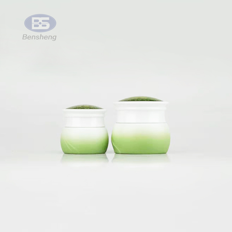 30ml 40ml 50ml Empty Green White Gradient Cosmetic lotion Glass Pump Bottle Crean Jar Set 15g 20g 30g 50g