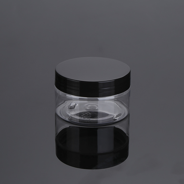 30ml 40ml 50ml Mini PET Plastic Clear Round Storage Container Wide Mouth Jar with Black lids