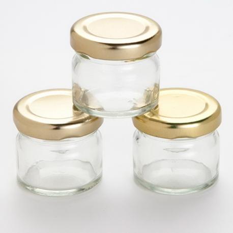 30ml 40ml 50ml Mini glass jam jar honey pot bottle with Gold lug lid