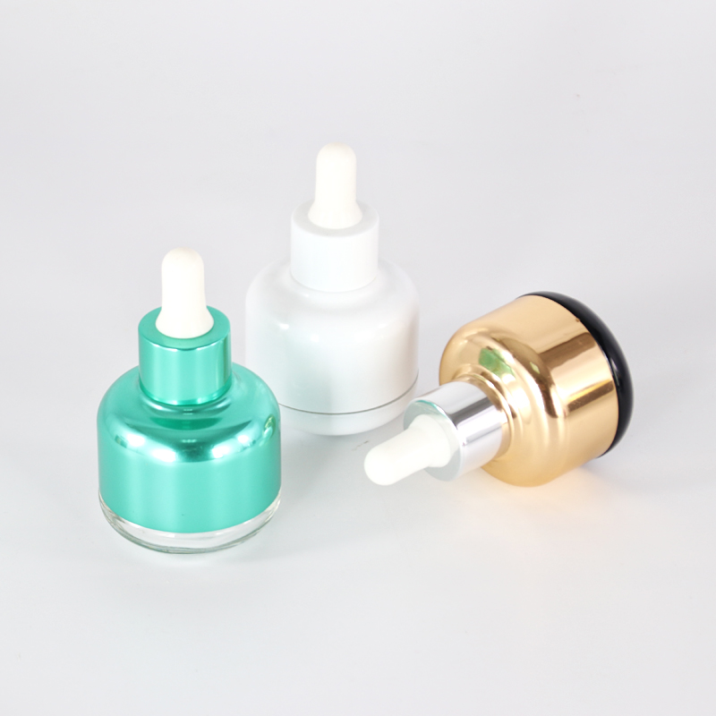 30ml 40ml 50ml shiny electroplate Luxury Skin Care Packaging Essential oil Glass Bottle with Dropper