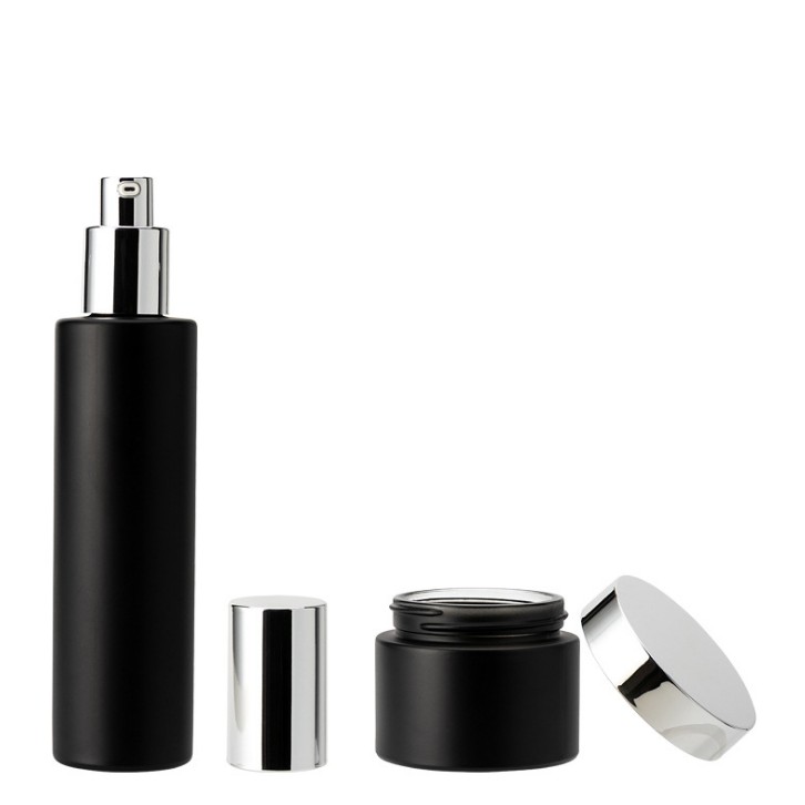 30ml 40ml 60ml 80ml 100ml 120ml 30g 50g matte frosted black cosmetic containers and packaging cosmetic bottles and jars sets