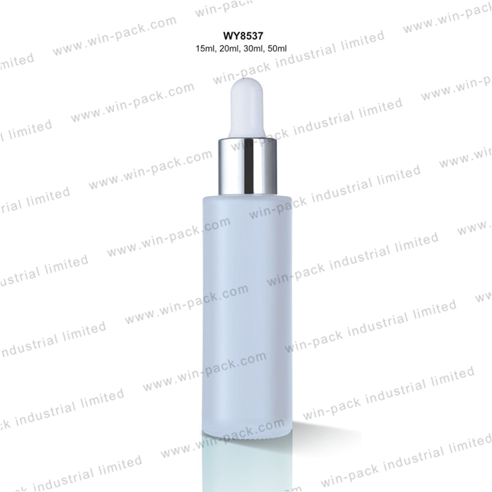 30ml 40ml 60ml 80ml flat shoulder frosted cosmetic dropper thick clear glass bottle with package