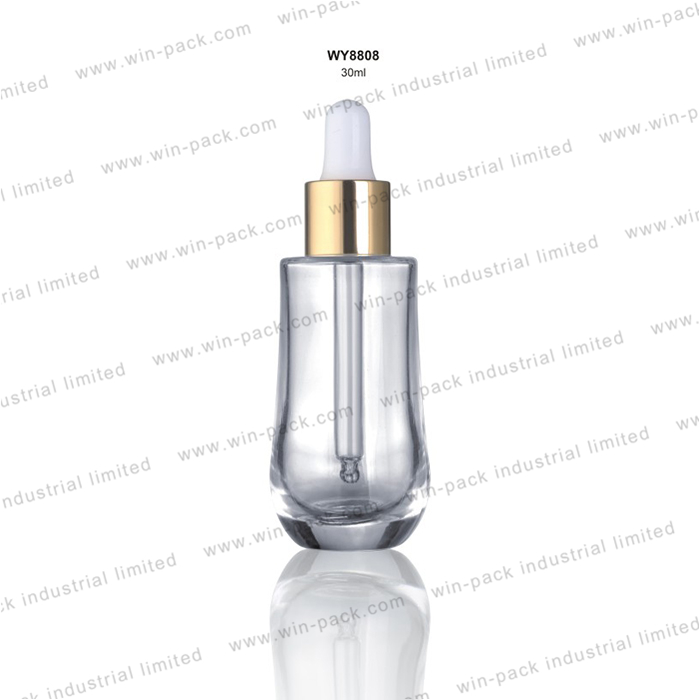 30ml 40ml 60ml 80ml flat shoulder frosted cosmetic dropper thick clear glass bottle with package