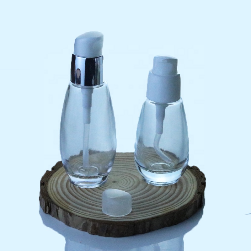 30ml 40ml Unique Clear Frosted Serum Emulsion Cosmetic Cream Pump Dispenser Glass Serum bottle  (EPG15)