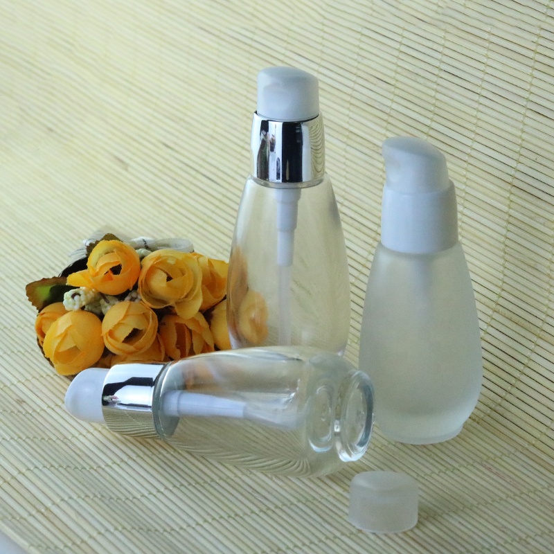 30ml 40ml Unique Clear Frosted Serum Emulsion Cosmetic Cream Pump Dispenser Glass Serum bottle (EPG15)