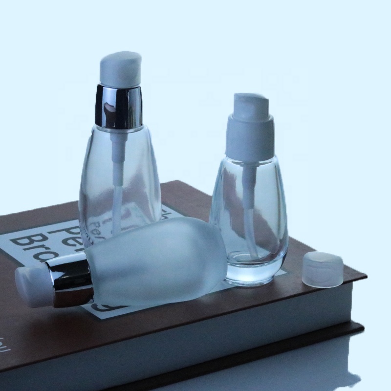 30ml 40ml Unique Clear Frosted Serum Emulsion Cosmetic Cream Pump Dispenser Glass Serum bottle (EPG15)