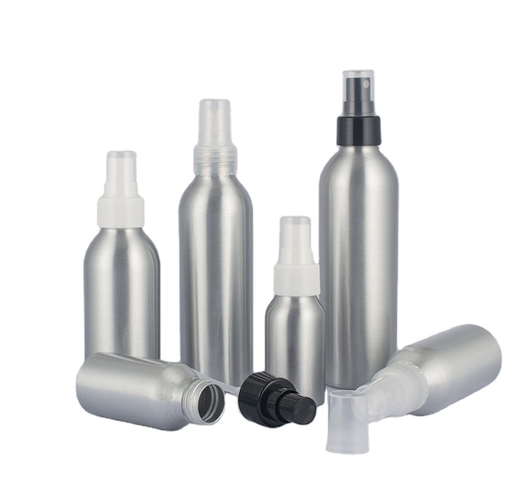 30ml-500ml Custom Empty Refill Aluminum Metal Mist Spray Bottle with White Black Sprayer