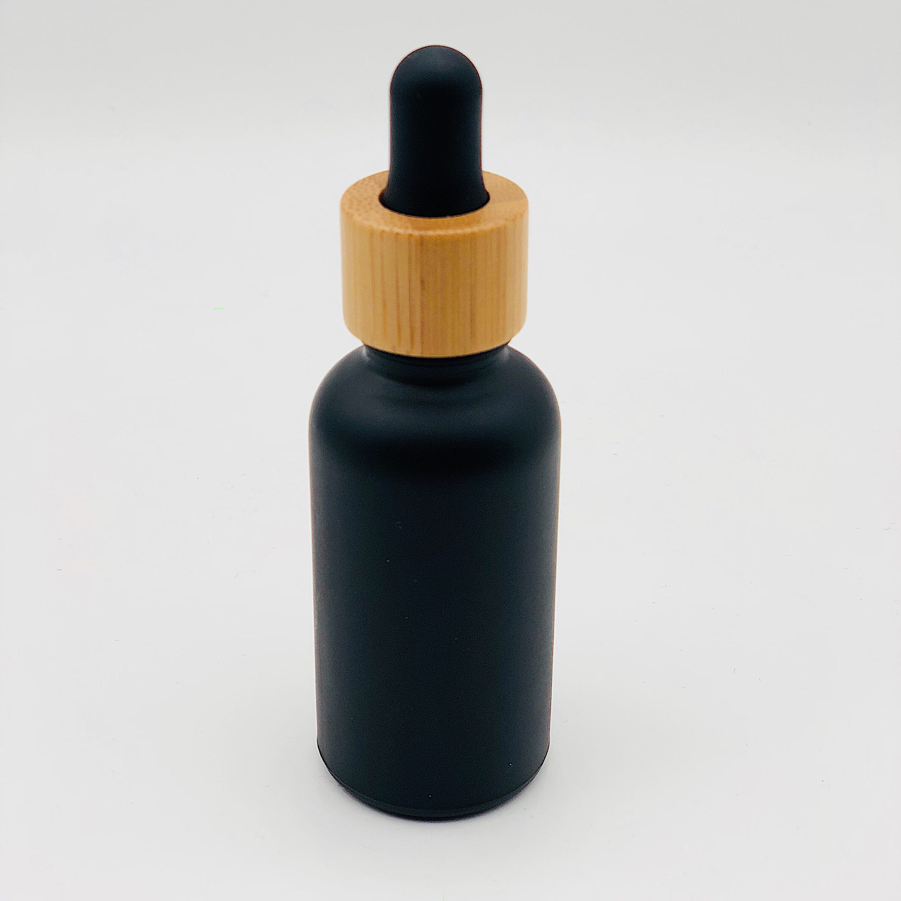 30ml 50ml 100 ml Essential Oil Glass Dropper Bottle Matte Black Glass Bottle with Bamboo Cap