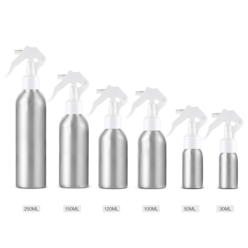 30ml 50ml 100ml 120ml 150ml 250ml empty metal silver oil aluminum trigger spray pump bottle with sprayer for cosmetic perfume