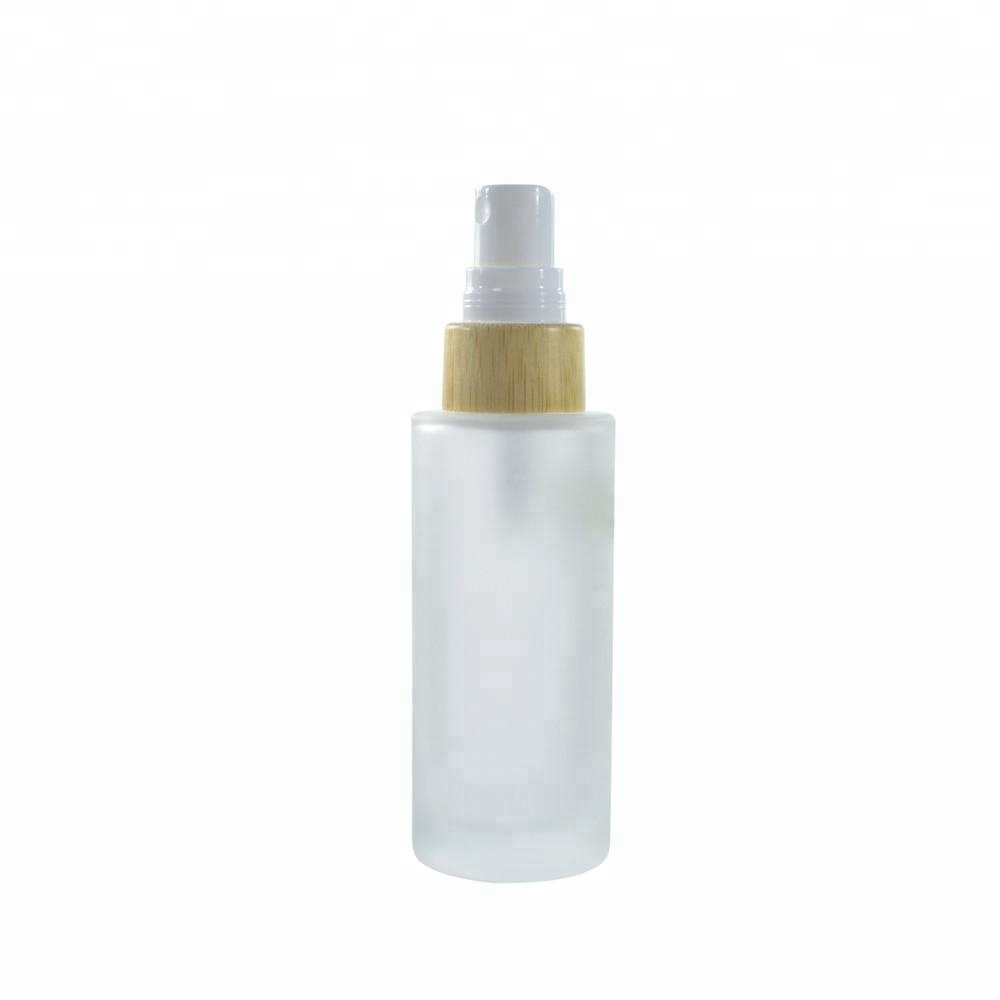 30ml 50ml 100ml 120ml 150ml flat shoulder frosted clear glass pump lotion sprayer dropper bottle bamboo lid