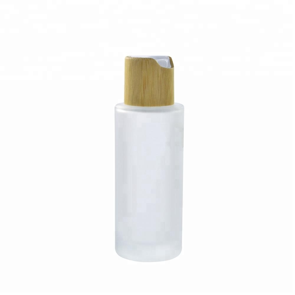 30ml 50ml 100ml 120ml 150ml flat shoulder frosted clear glass pump lotion sprayer dropper bottle bamboo lid