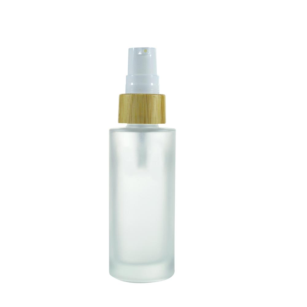 30ml 50ml 100ml 120ml 150ml flat shoulder frosted perfume cosmetic glass bottle with bamboo spray cap