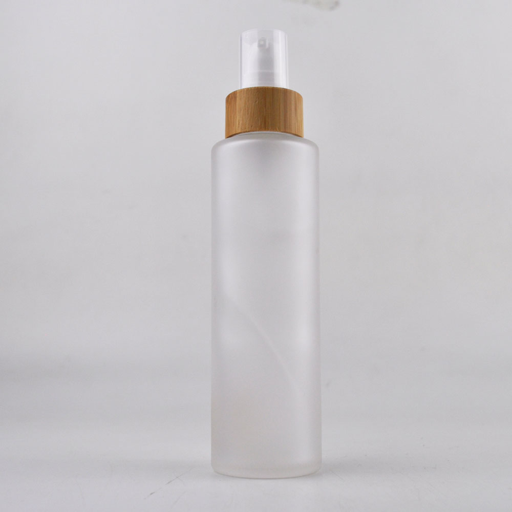 30ml 50ml 100ml 120ml 150ml glass bamboo lotion pump bottle with bamboo lid for cosmetic