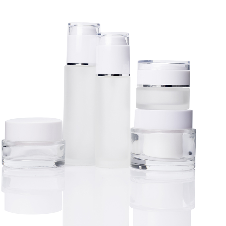 30ml 50ml 100ml 120ml 150ml round thick frosted matte white cosmetic packaging bottle for body lotion with plastic white pump