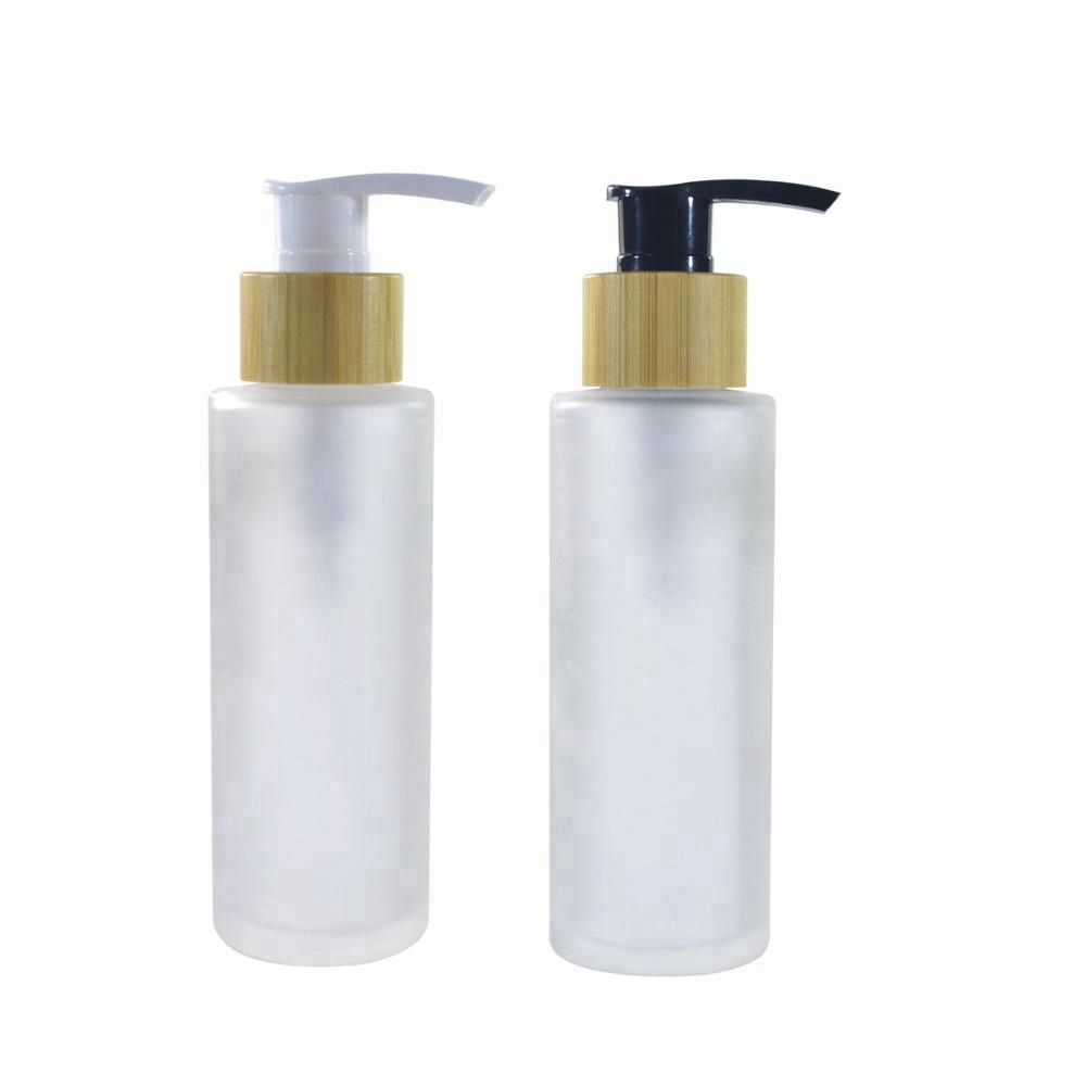30ml 50ml 100ml 120ml 150mlempty flat shoulder frosted clear glass perfume bottle with bamboo spray pump cap