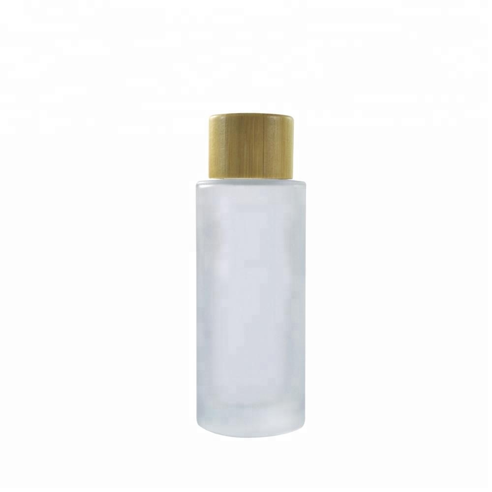30ml 50ml 100ml 120ml 150mlempty flat shoulder frosted clear glass perfume bottle with bamboo spray pump cap