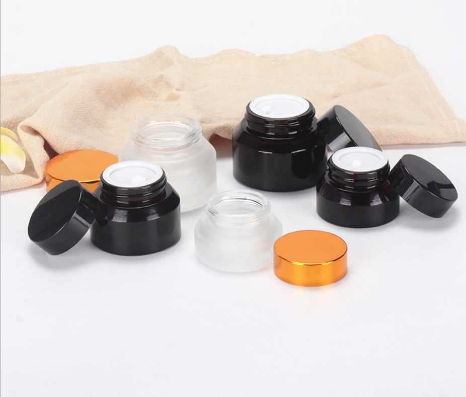 30ml 50ml 100ml 120ml 200ml 250ml 500ml cosmetic packaging clear amber black pet glass cream jar with plastic lid