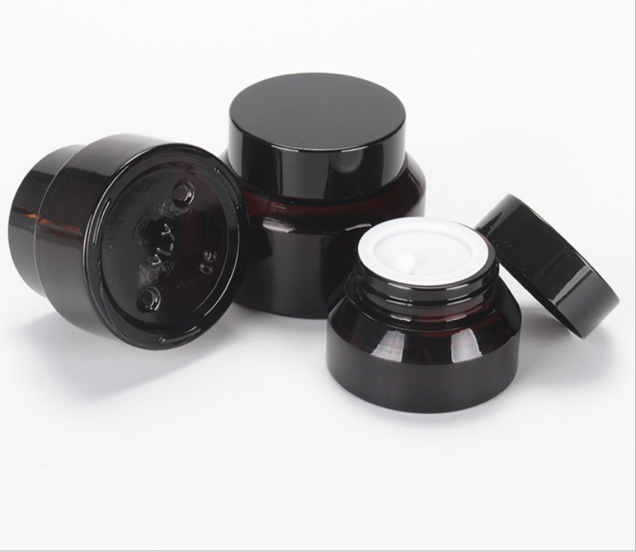 30ml 50ml 100ml 120ml 200ml 250ml 500ml cosmetic packaging clear amber black pet glass cream jar with plastic lid