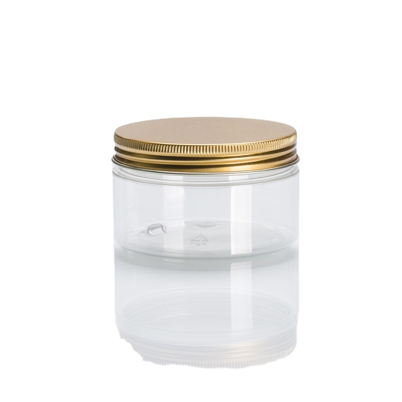 30ml 50ml 100ml 120ml 200ml 250ml 500ml cosmetic packaging clear amber black pet plastic cream jar with gold lid
