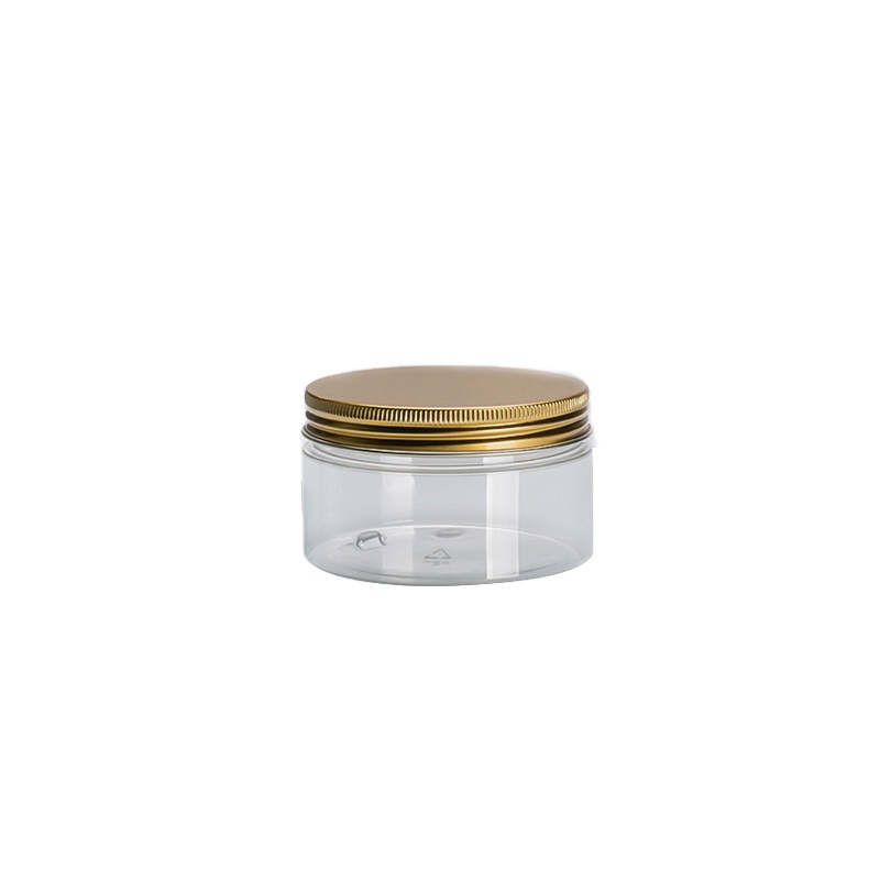 30ml 50ml 100ml 120ml 200ml 250ml 500ml cosmetic packaging clear amber black pet plastic cream jar with gold lid