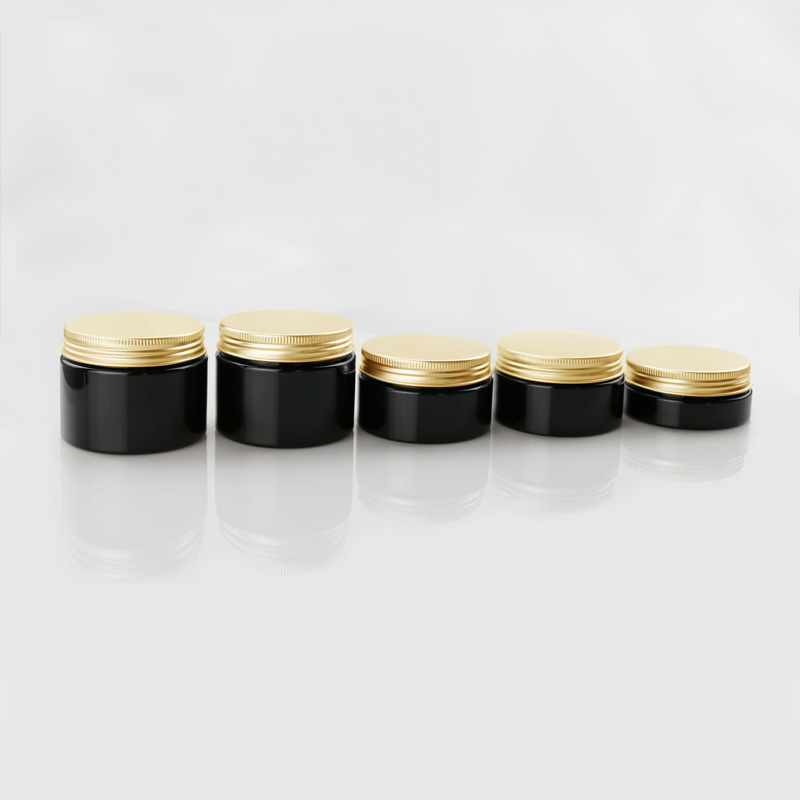 30ml 50ml 100ml 120ml 200ml 250ml 500ml cosmetic packaging clear amber black pet plastic cream jar with gold lid