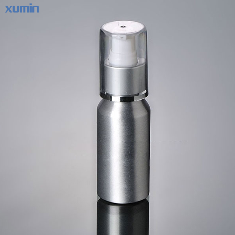 30ml 50ml 100ml 120ml cosmetic packaging aluminum bottle pump lotion serum Sliver bottle