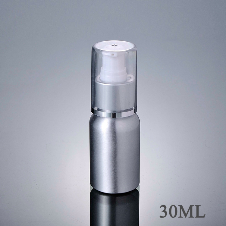 30ml 50ml 100ml 120ml cosmetic packaging aluminum bottle pump lotion serum Sliver bottle