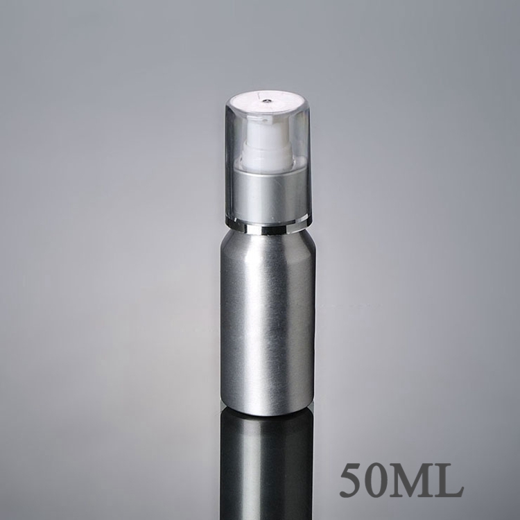 30ml 50ml 100ml 120ml cosmetic packaging aluminum bottle pump lotion serum Sliver bottle