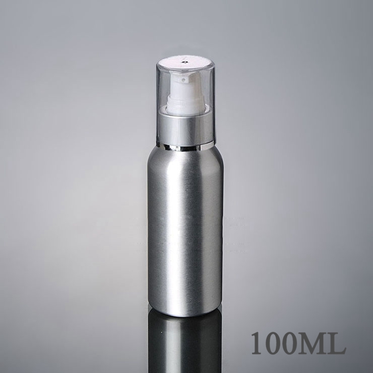 30ml 50ml 100ml 120ml cosmetic packaging aluminum bottle pump lotion serum Sliver bottle