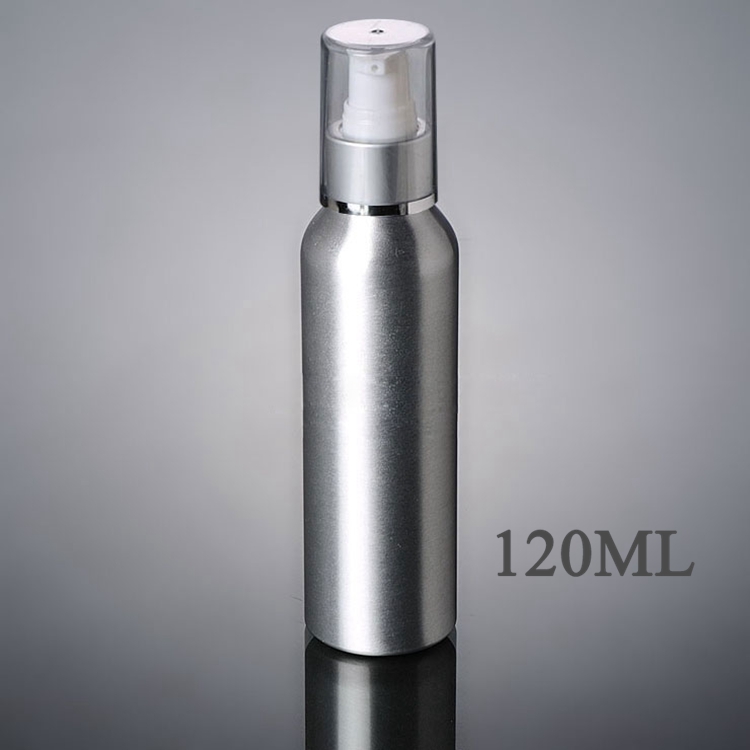30ml 50ml 100ml 120ml cosmetic packaging aluminum bottle pump lotion serum Sliver bottle