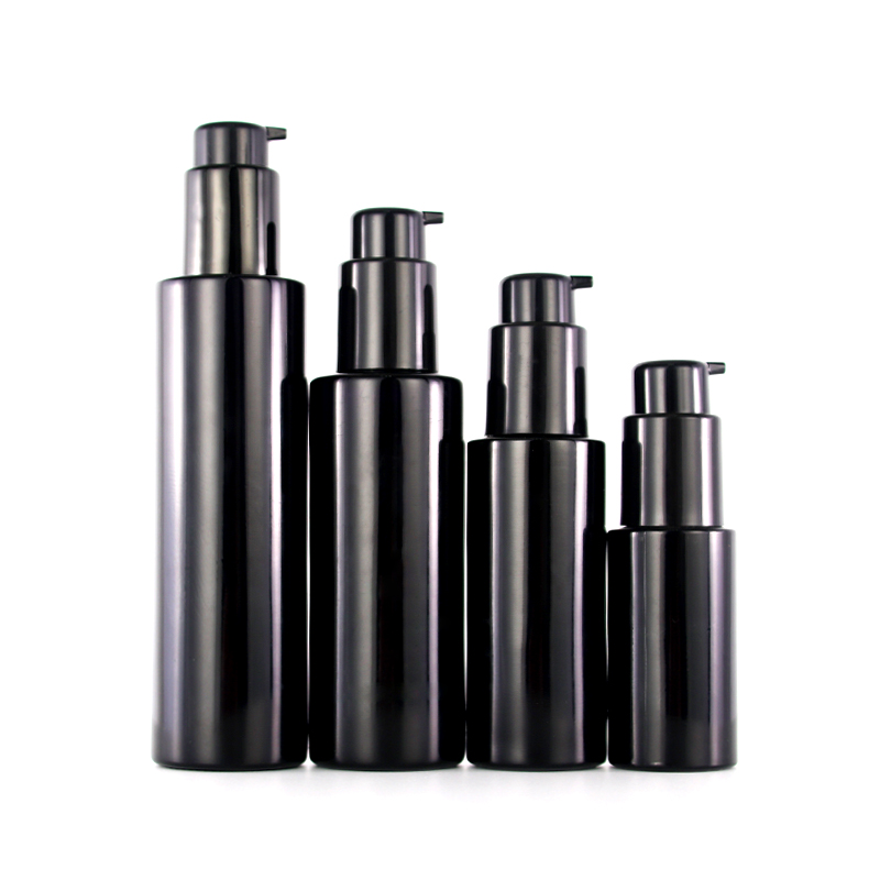 30ml 50ml 100ml 120ml dark violet cosmetic glass lotion pump bottle