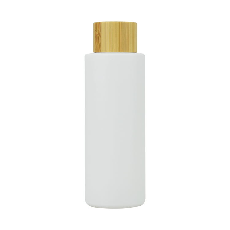 30ml 50ml 100ml 120ml mat white cosmetic toner glass bottle bamboo cap with screw caps