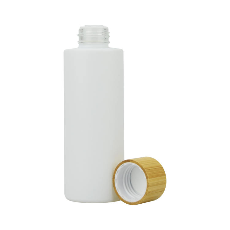 30ml 50ml 100ml 120ml mat white cosmetic toner glass bottle bamboo cap with screw caps