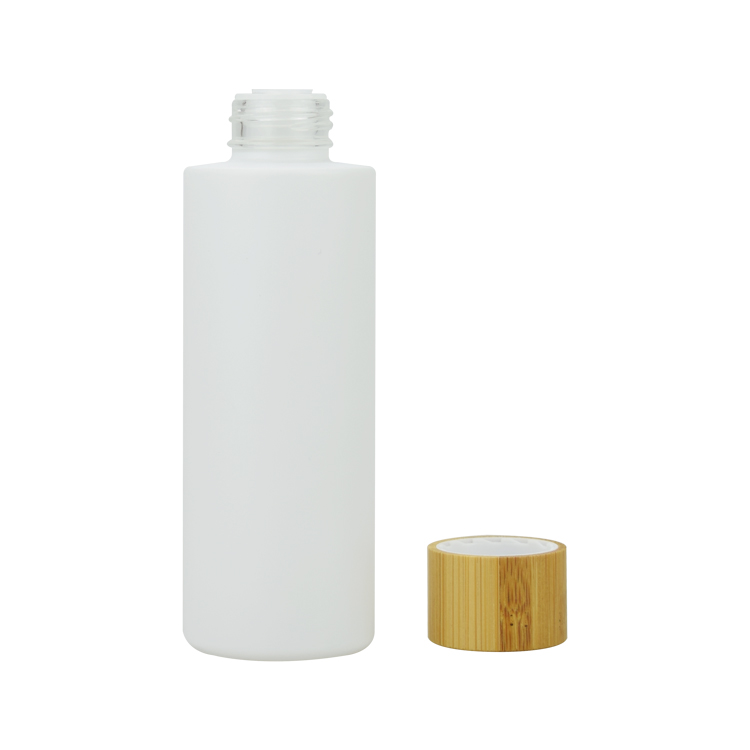30ml 50ml 100ml 120ml mat white cosmetic toner glass bottle bamboo cap with screw caps
