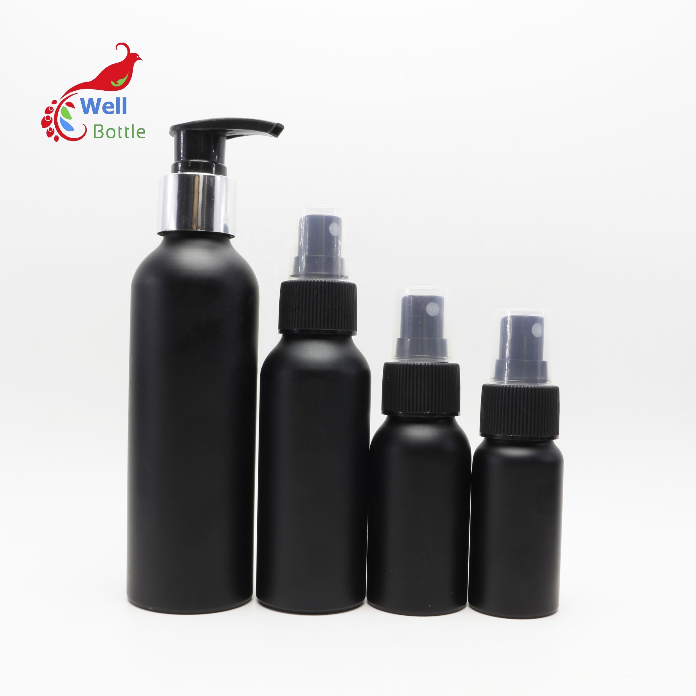 30ml 50ml 100ml 150ml 200ml 250ml 500ml matte black aluminum spray pump bottle for cosmetic packaging ALB-15B