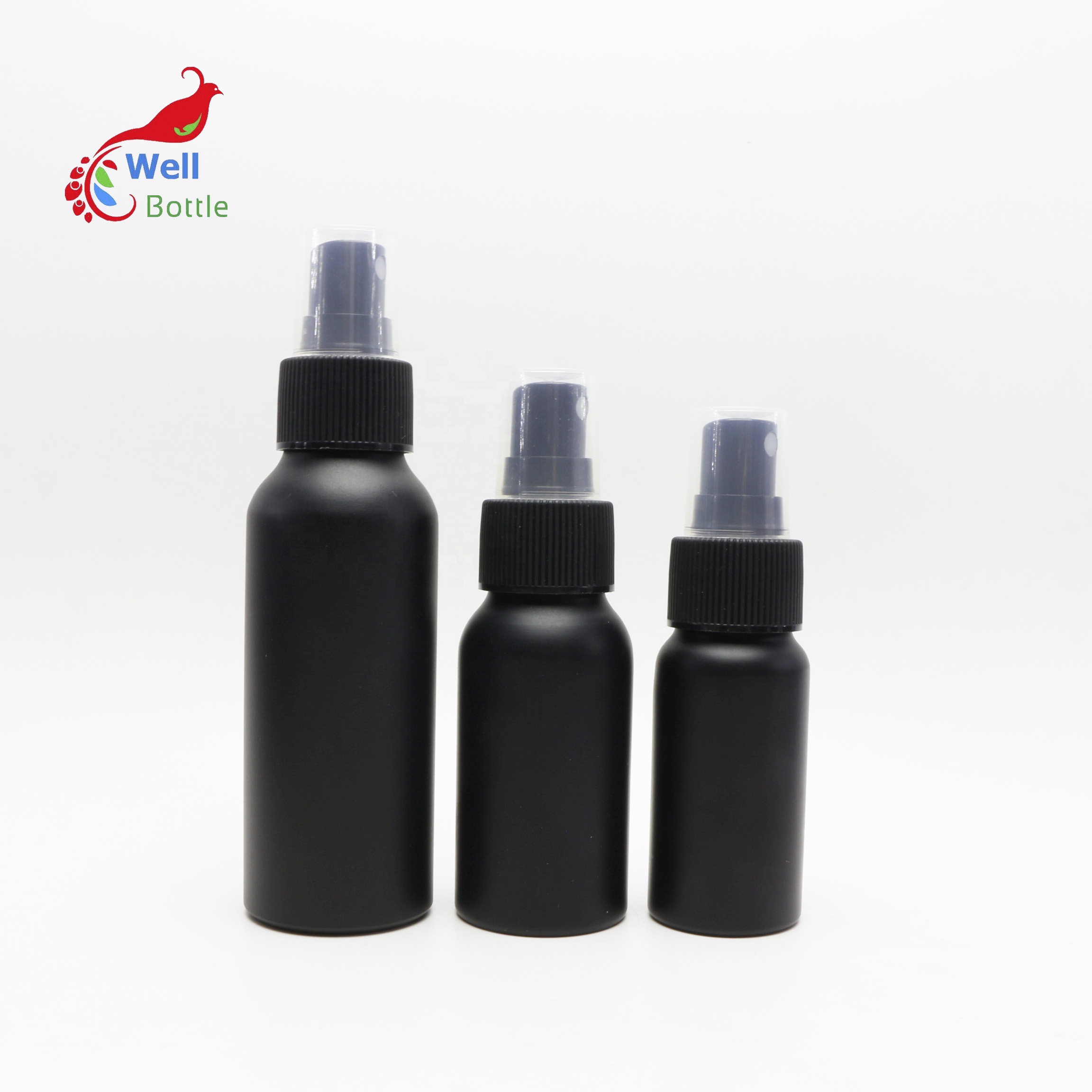 30ml 50ml 100ml 150ml 200ml 250ml 500ml matte black aluminum spray pump bottle for cosmetic packaging ALB-15B