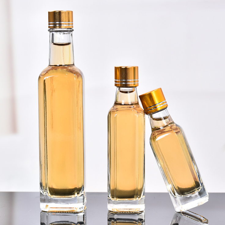 30ml 50ml 100ml 150ml 250ml Square Round Transparent Glass Olive Oil Bottle Beverage Bottle
