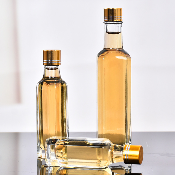 30ml 50ml 100ml 150ml 250ml Square Round Transparent Glass Olive Oil Bottle Beverage Bottle