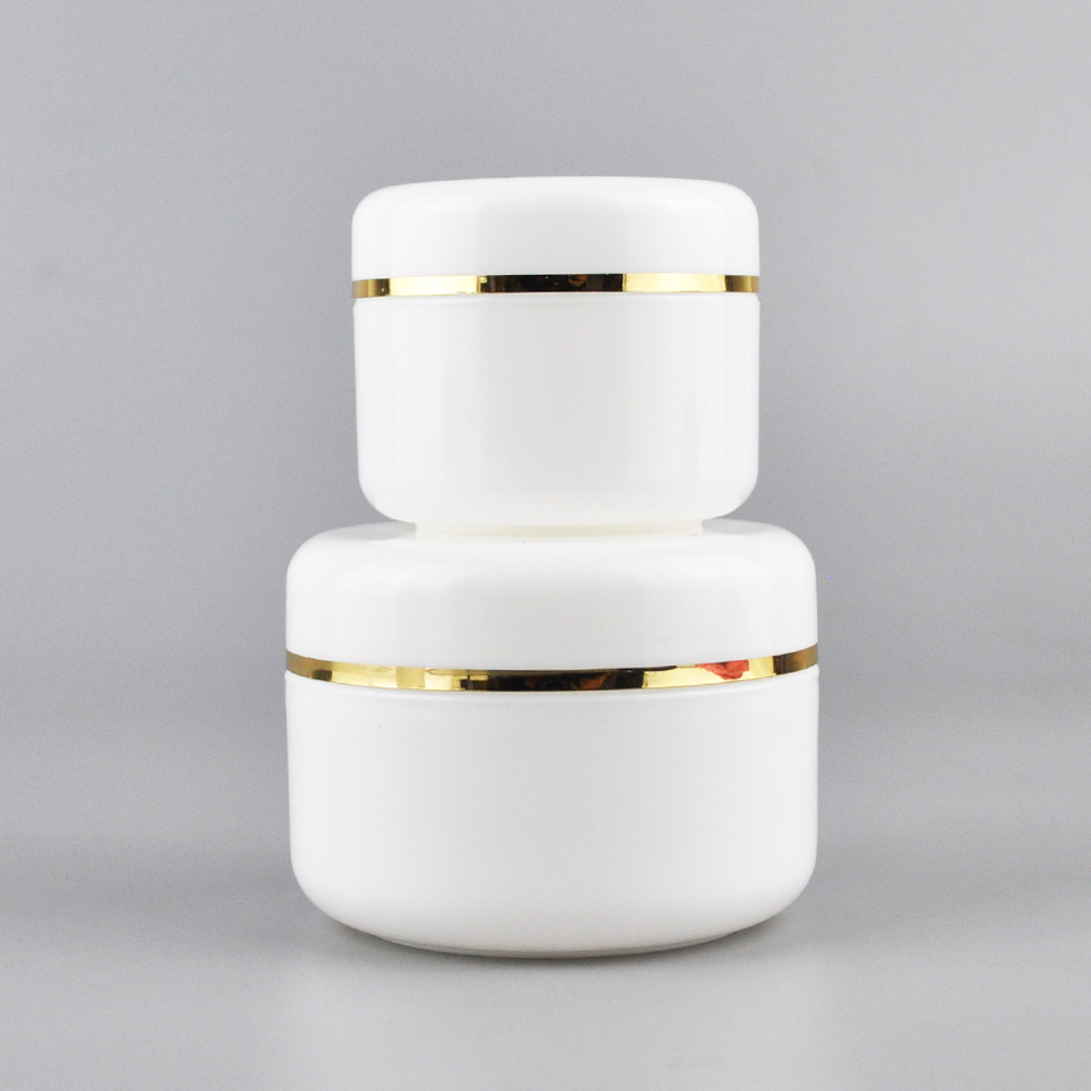 30ml 50ml 100ml 150ml 250ml white plastic cosmetic cream container hair oil jar with silver gold line