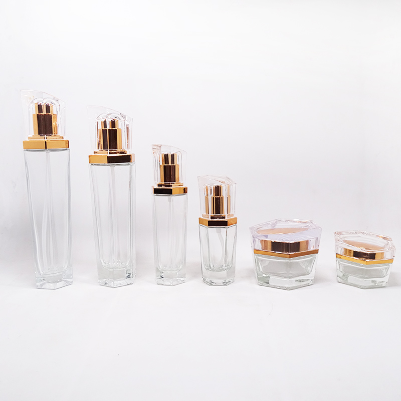 30ml 50ml 100ml 15g 30g 50g classic round golden glass cosmetic bottle set envases de vidrio frasco cosmetic containers