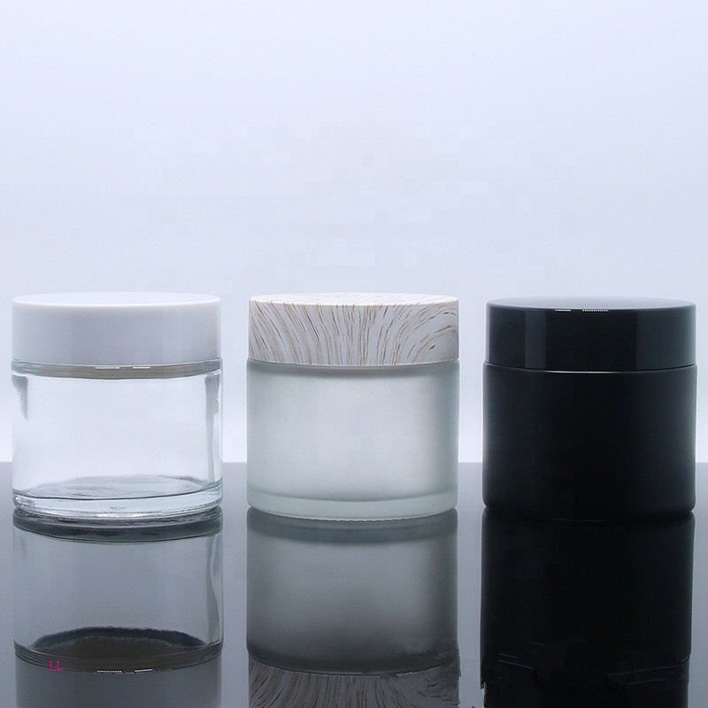 30ml 50ml 100ml 8 oz frosted matte black glass cosmetic cream jar