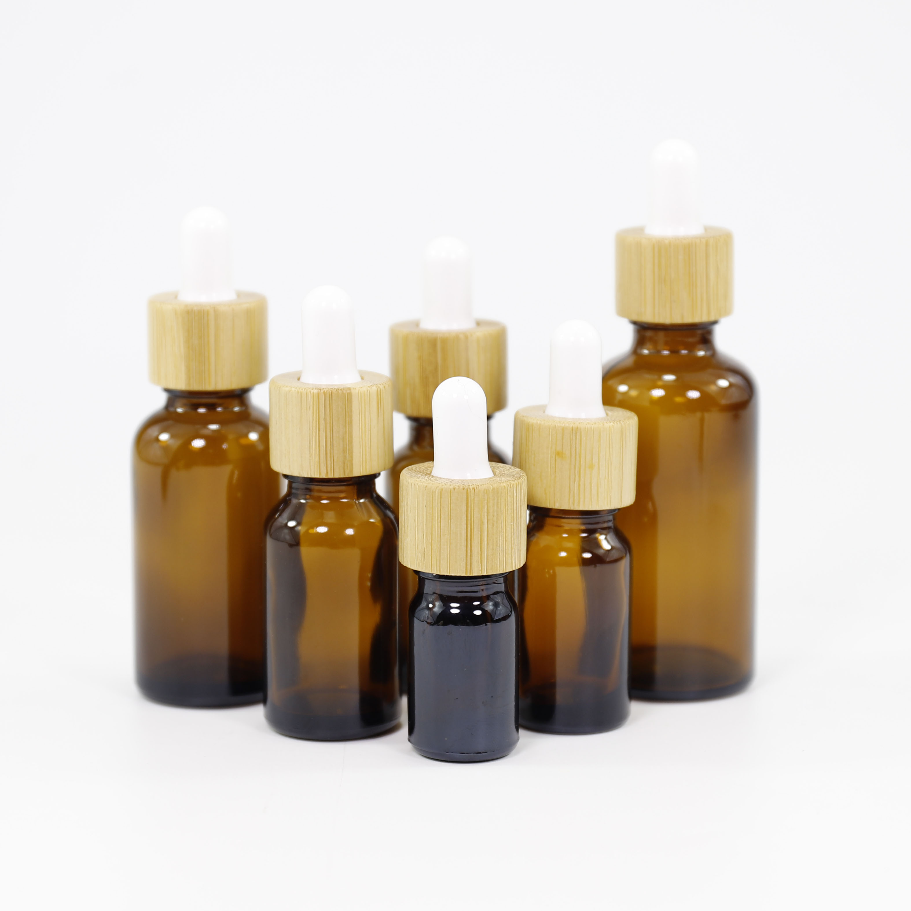 30ml 50ml 100ml Aamber Essential Oil Dropper Bottle with Bamboo Dropper cap